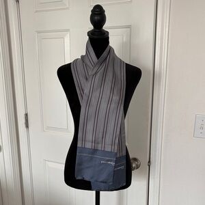 Paco Rabanne Vintage Silk Striped Scarf in Blue and White